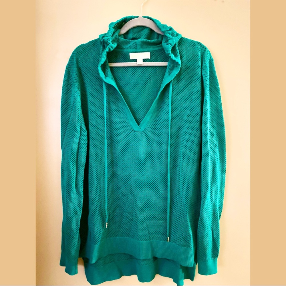 MICHAEL KORS Tunic, Hooded Mesh Pullover